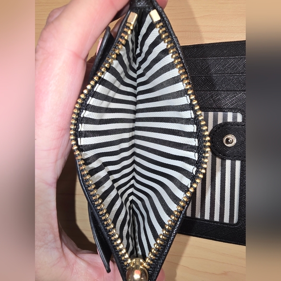 KATE SPADE Black Saffiano Leather Cat Bifold Wallet Mini Case - Picture 8 of 15